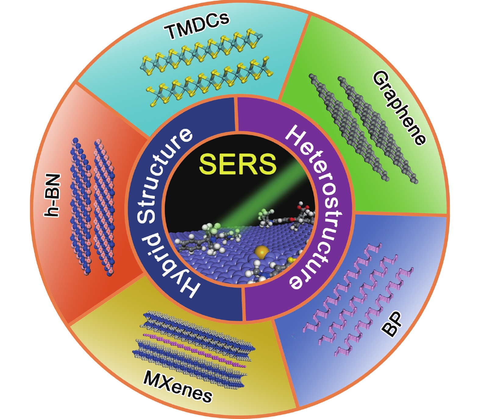 Two-dimensional layer materials for highly efficient molecular